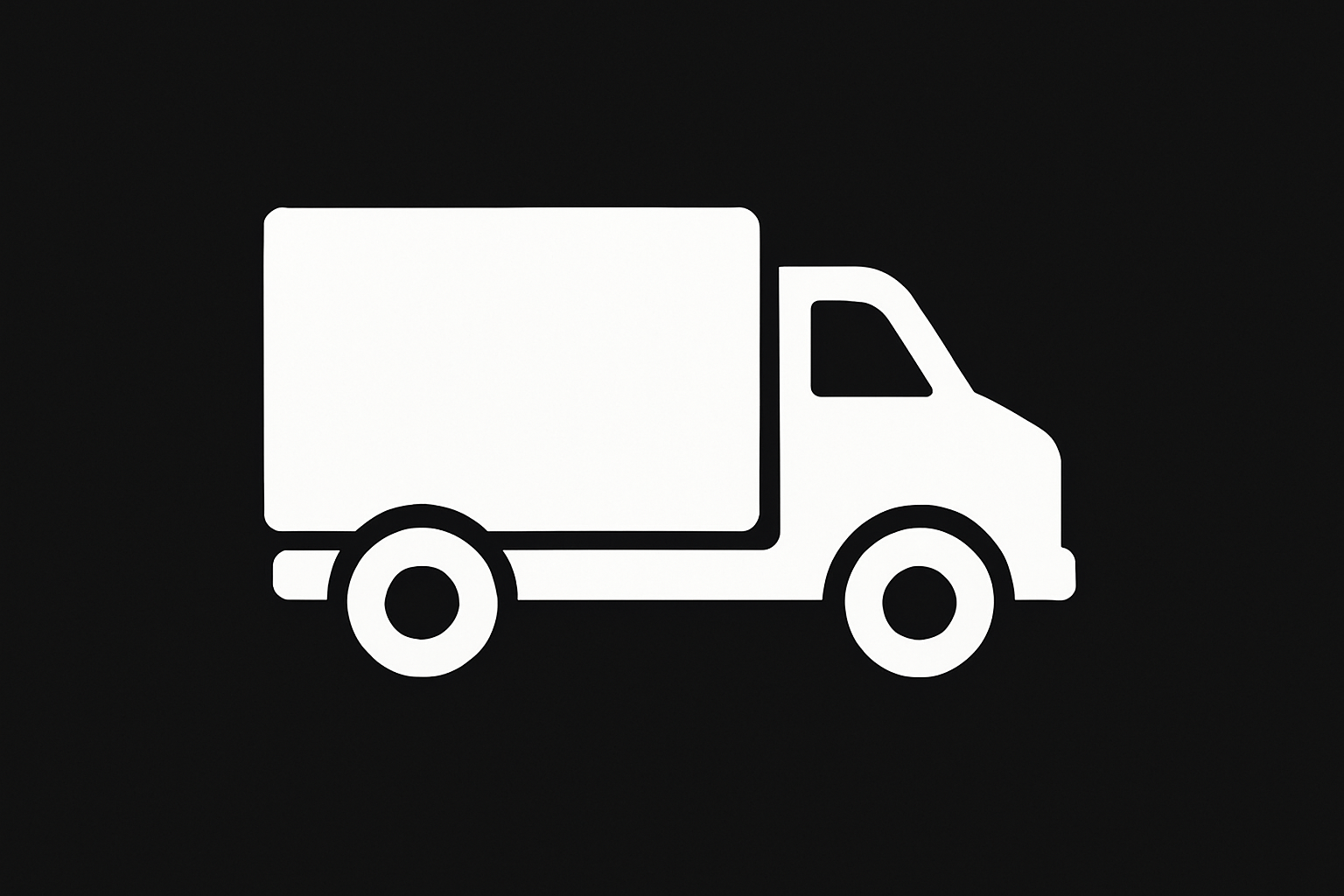 gör en liten lastil icon, där lastbilen är vit och bakrunden är svart